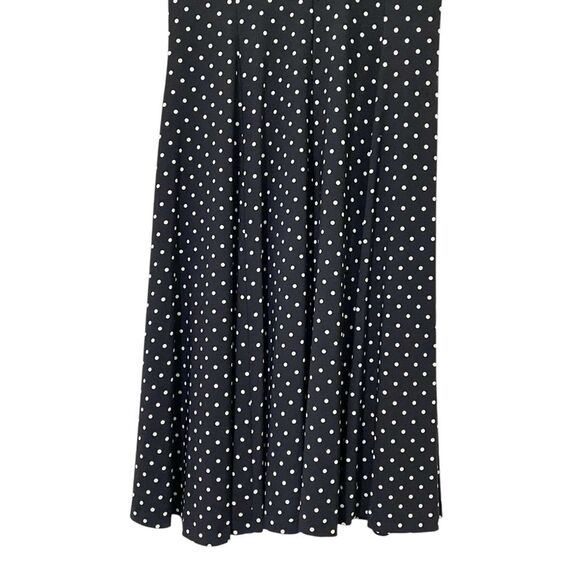 Norma Kamali Black Polka Dot Midi Dress Size Large V-Neck Sleeveless Retro Chic - Picture 5 of 11